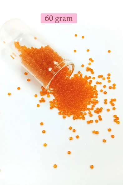 Dökme Cam Kum Boncuk (11/0) 2 mm - 60 Gram -  Şeffaf Turuncu - BNC051 ürün görseli 1
