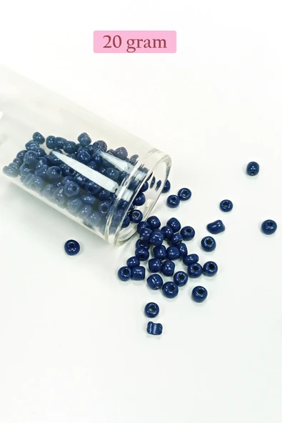 Dökme Cam Kum Boncuk Büyük Boy (6/0) 4 mm - 20 Gram - Lacivert - BNC098 ürün görseli 1