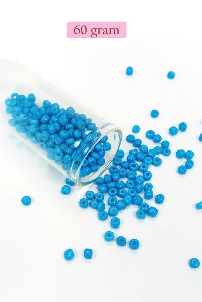Dökme Cam Kum Boncuk Büyük Boy (6/0) 4 mm - 60 Gram - Açık Mavi - BNC142 ürün görseli 1