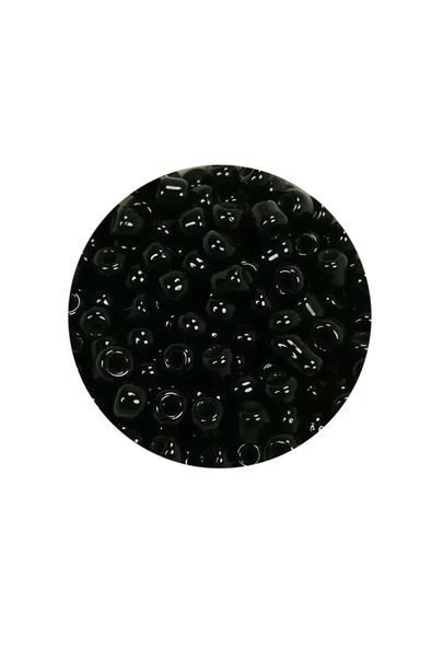 Dökme Cam Kum Boncuk (8/0) 3 mm - 20 Gram - Parlak Siyah - BNC170 - Resim 2