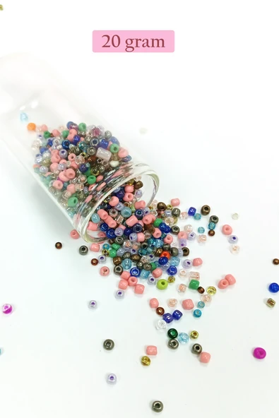 Dökme Cam Kum Boncuk (8/0) 3 mm - 20 Gram - Çok Renkli - BNC158 ürün görseli 1