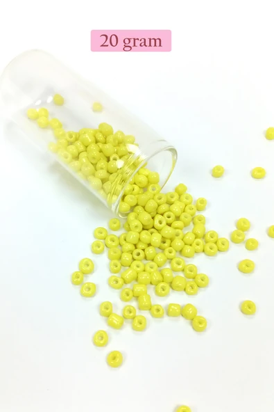 Dökme Cam Kum Boncuk Büyük Boy (6/0) 4 mm - 20 Gram - Sarı - BNC090 ürün görseli 1