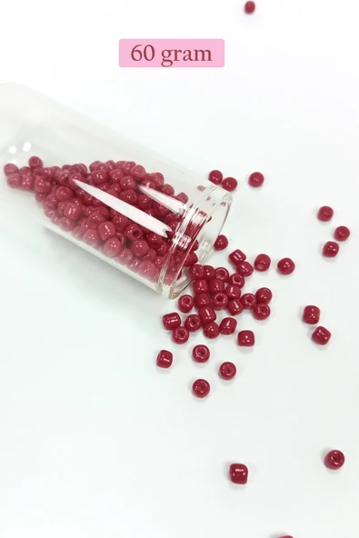 Dökme Cam Kum Boncuk Büyük Boy (6/0) 4 mm - 60 Gram - Bordo - BNC133 ürün görseli 1
