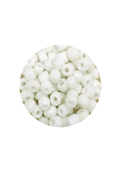 Dökme Cam Kum Boncuk Büyük Boy (6/0) 4 mm - 60 Gram - Beyaz - BNC111 - Resim 2