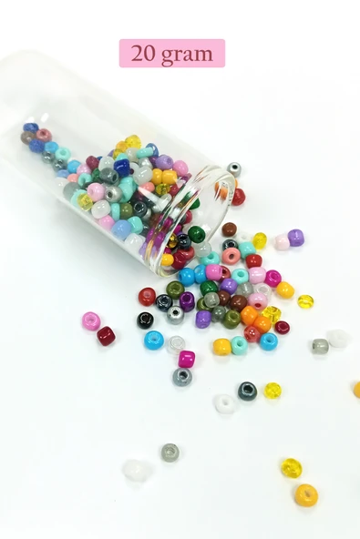 Dökme Cam Kum Boncuk Büyük Boy (6/0) 4 mm - 20 Gram - Karışık Renkli - BNC096 ürün görseli 1