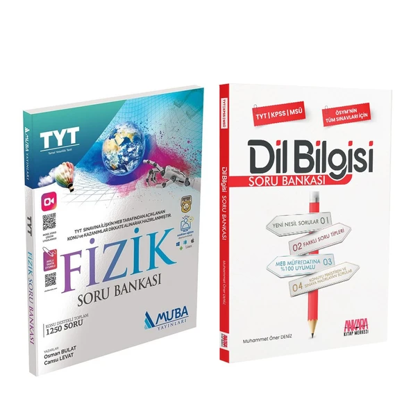 Muba Yayınları TYT Fizik ve AKM Dil Bilgisi Soru Bankası Seti 2 Kitap