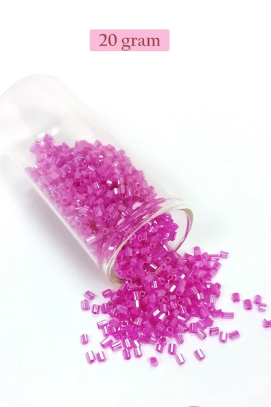 Kesme Cam Boncuk 2mm - 20 Gram - Şeffaf Fuşya -BNC315 ürün görseli 1