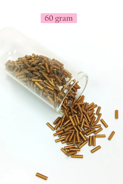 Uzun Boru Kesme Boncuk Çap 2mm Uzunluk 10 mm - 60 Gram - Gold - BNC287