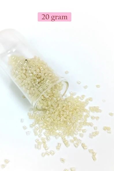 Kesme Cam Boncuk 2mm - 20 Gram - Şeffaf Krem -BNC339 ürün görseli 1