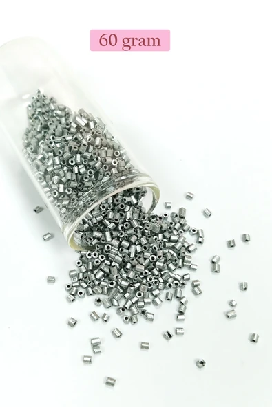 Kesme Cam Boncuk 2mm - 60 Gram - Mat Gümüş - BNC381 ürün görseli 1