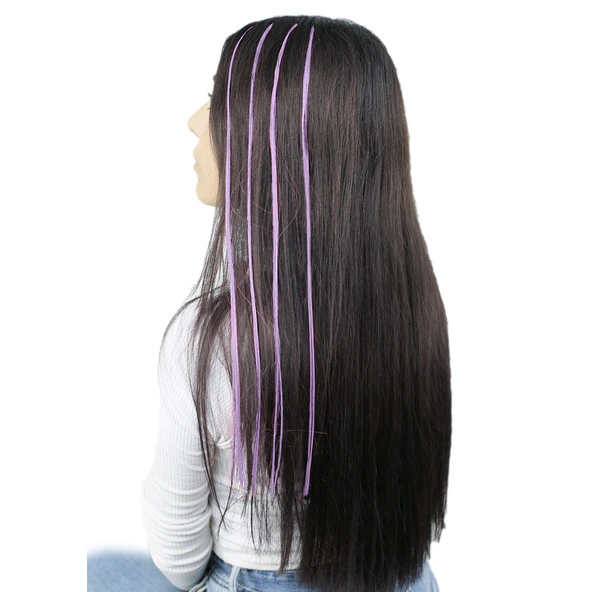 Fiber Sentetik Boncuk Kaynaklık Renkli Saç - Şeker Pembe - 100 Adet - Resim 2