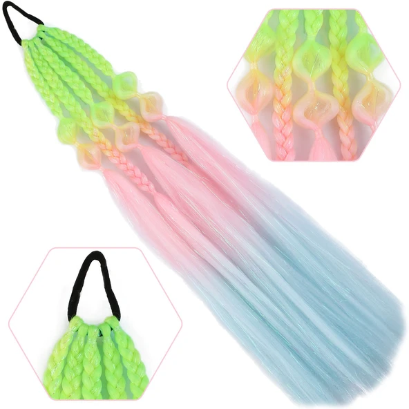 Balon ve Düz Salaş Örgülü Simli Lastikli At Kuyruğu - ACM27 ürün görseli