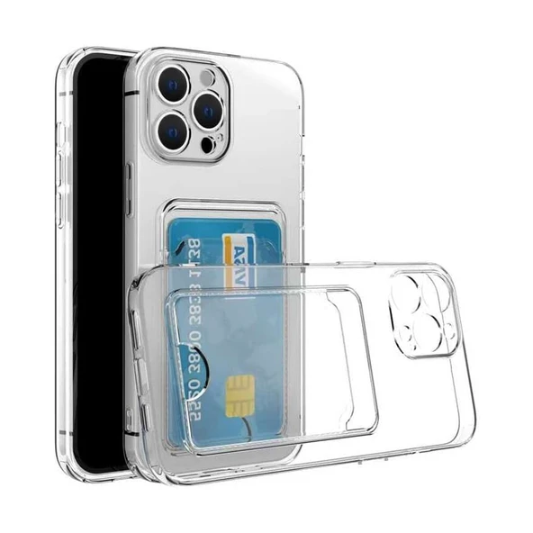 iPhone 16 Pro Max Kılıf Cardy Şeffaf Kartlık Cepli Kapak