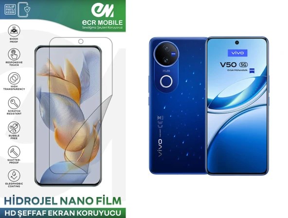 Vivo V50 ile Uyumlu Hidrojel Ekran Koruyucu Film HD-ŞEFFAF(Tempered Cam Değildir!)