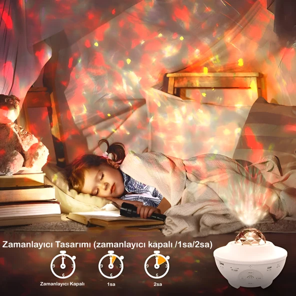 Anaway Shopping Galaksi Projektör Gece Lambası, Yıldızlı Gece Lambası, Okyanus Dalgası Dönen Su Dalgası Bluetooth Zamanlayıcı Uzaktan Kumandalı Müzik Çalar, - 2