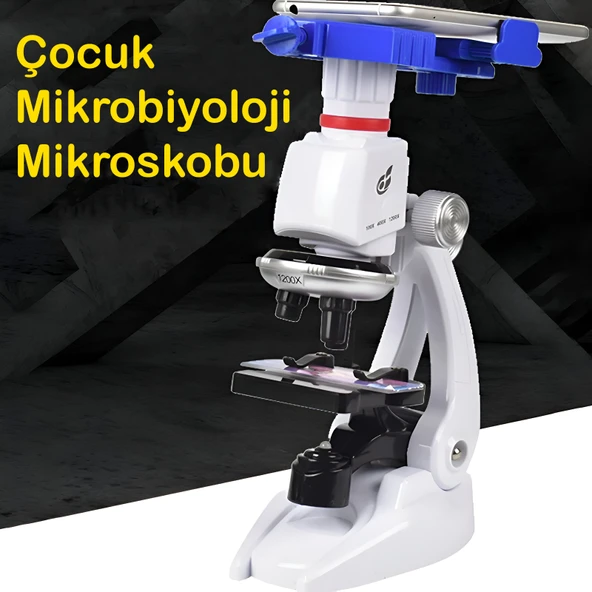 ANAWAY shopping Mobil Uyumlu Eğitici Mikroskop Seti, Çocuk mikroskopu, bilimsel mikroskop oyuncak, LED aydınlatmalı, 100X 400X 1200X büyütme ,12 Adet Biyolojik Örnek Hediye