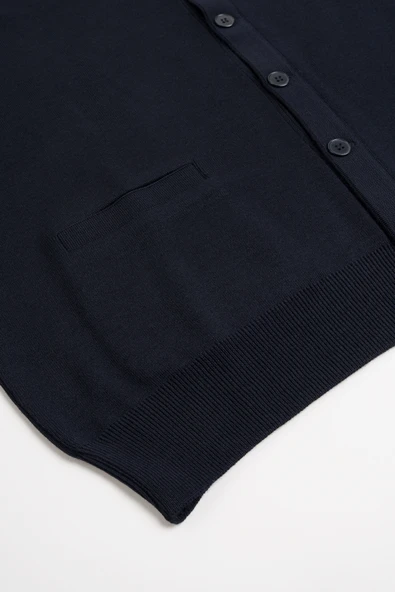 Ön Cepli V Yaka Battal (Büyük Boy) Düğmeli Yünlü Triko Hırka - 8