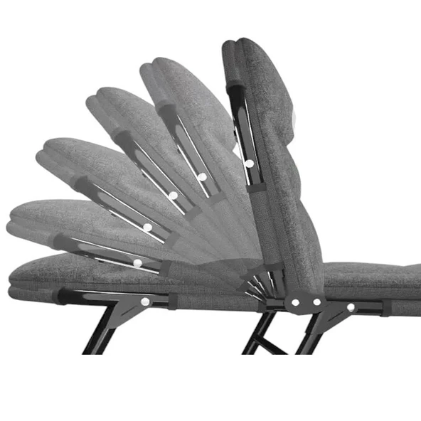 Ayt Sunup SN-26974 Taşınabilir Ayarlanabilir 5 Kademe Sünger Kamp Yatak Şezlong Açık Gri Kamp Yatağı - Resim 5