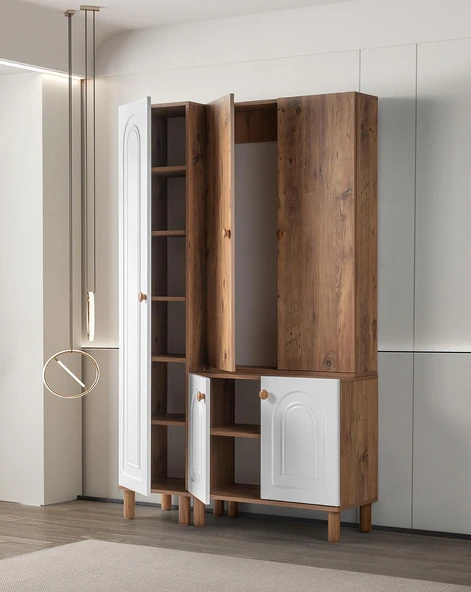 Bohem Zambak 3 lü Portmanto Ayakkabılık 120x38x200 - 2