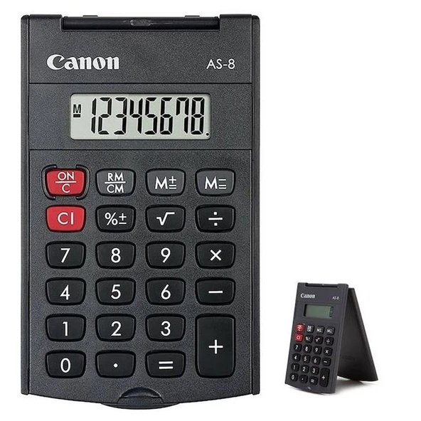 Canon AS-8 Siyah 8 Haneli Kapaklı Cep Tipi Hesap Makinesi - 3