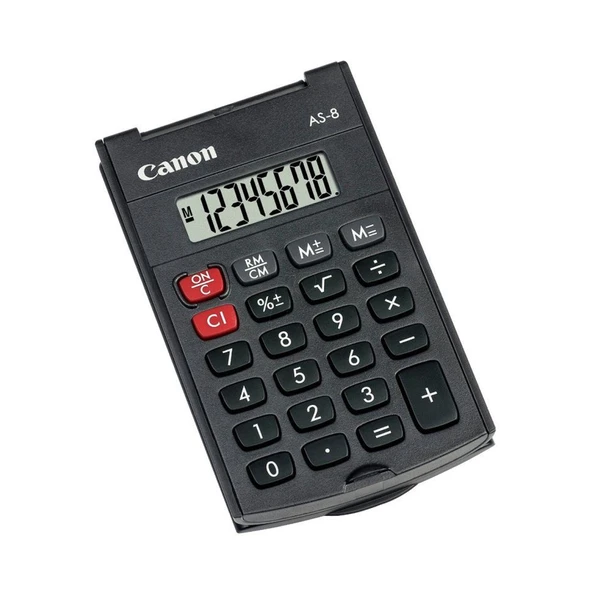 Canon AS-8 Siyah 8 Haneli Kapaklı Cep Tipi Hesap Makinesi