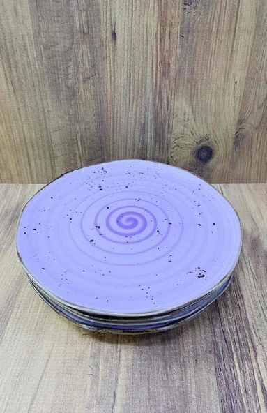 Modern Porselen Servis Tabağı 6 Adet Naturel Tasarım 26 CM Mor