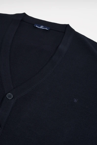 Ön Cepli V Yaka Battal (Büyük Boy) Düğmeli Yünlü Triko Hırka - 9