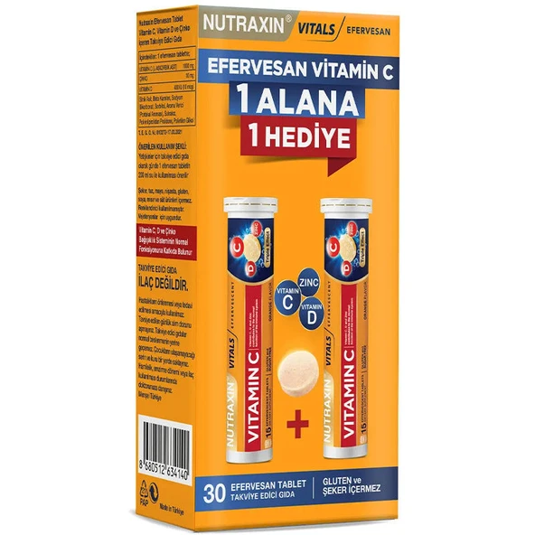 Nutraxin Vitamin C D Zinc 15 Efervesan Tablet - İkili Kofre