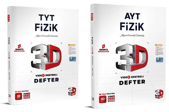 3D Yayınları 2024 Tyt Ayt Fizik Video Destekli Defter Seti 2 Kitap