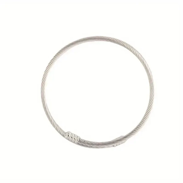 Gümüş Renk Antialerjik Titanyum Çelik Sade Tasarım Bileklik, Şık ve Modern Detaylar - Resim 4