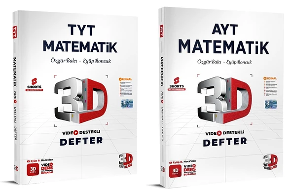 3D Yayınları 2024 Tyt Ayt Matematik Video Destekli Defter Seti 2 Kitap