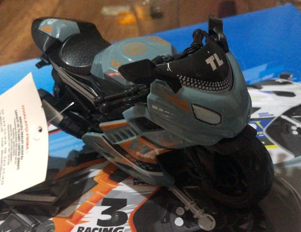 Oyuncak Sürtmeli Polis Motorsikleti 15 cm Haki Gri Model Motorsiklet - 3