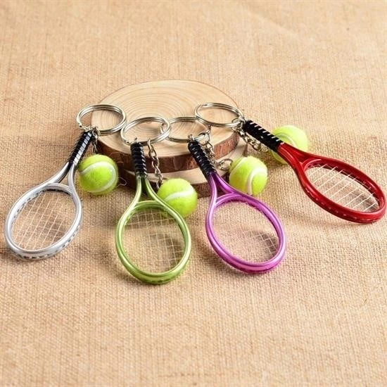Gerçekçi Tenis Raketi Tasarımlı Şık Anahtarlık Kolye Çanta Süsü Tennis Keychain - 4