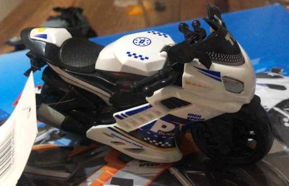 Oyuncak Sürtmeli Polis Motorsikleti 15 cm Beyaz Model Motorsiklet - 2