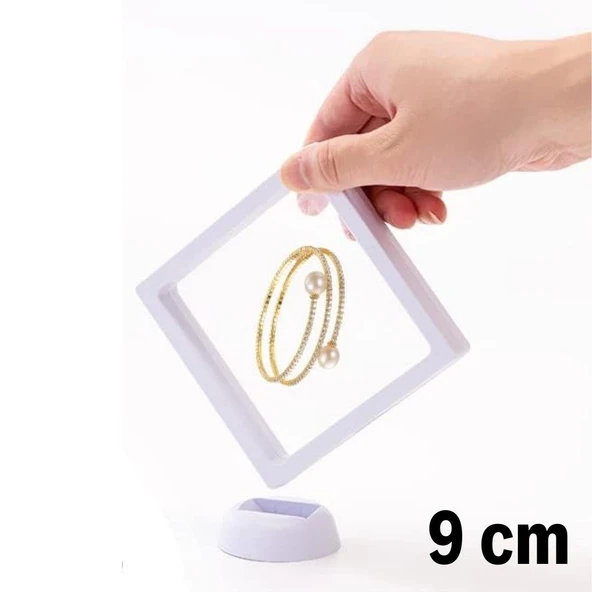 9x9 cm Standlı 3D Takı Ziynet Hatıra Koleksiyon Saklama Kutusu Şeffaf Film Çerçevesi - 4