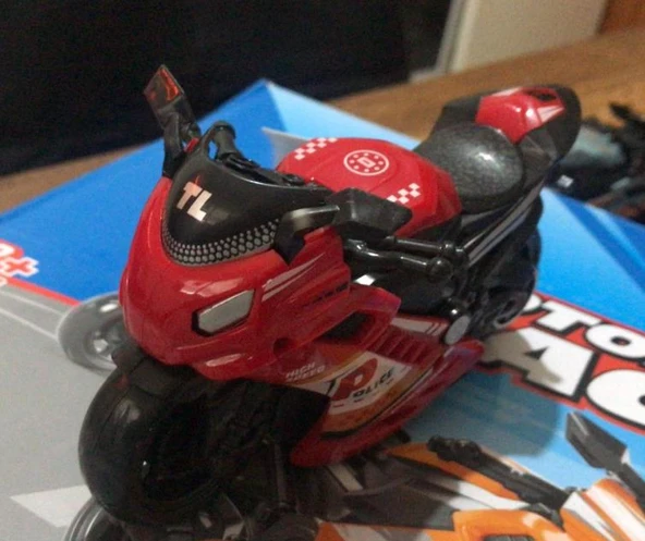 Oyuncak Sürtmeli Polis Motorsikleti 15 cm Kırmızı Model Motorsiklet - 3