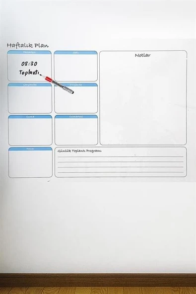 Haftalık Planlayıcı Manyetik Duvar Stickerı Takvim 100 cm x 60 cm - Resim 2