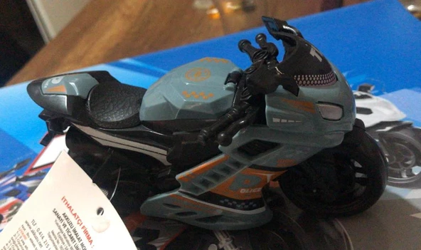 Oyuncak Sürtmeli Polis Motorsikleti 15 cm Haki Gri Model Motorsiklet - 2