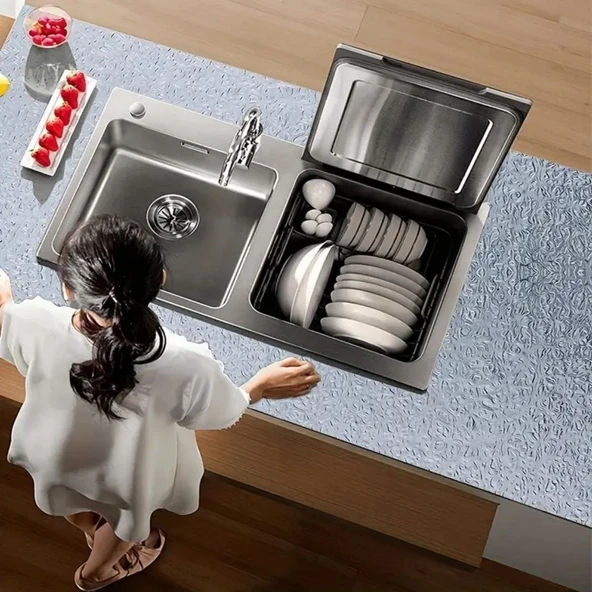 Rulo Gümüş Alüminyum Folyo Duvar Kağıdı, Kendinden Yapışkanlı Raf İçi, Su Geçirmez Folyo  2 mt x 60 cm - Resim 3