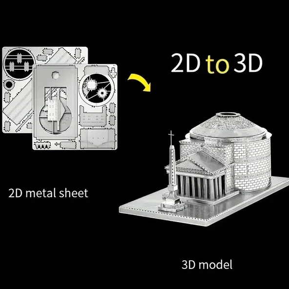 DIY 3D Metal Puzzle Bulmaca Roma Tapınağı Model Seti 14+ yaş üstü Hediyelik model - 3