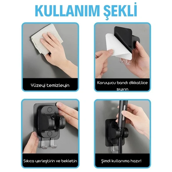 Kendiliğinden Güçlü Yapışkanlı Askılı Duş Başlık Tutucu - 4