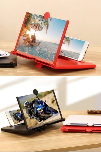 Telefon ve Tablet Ekran Büyütücü Aparat Kırmızı - 4