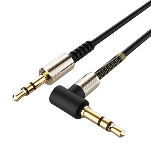 3.5mm AUX Kablosu Jak Erkek Erkek L Tipi 1 Metre Ses Aktarım Kablosu - 3
