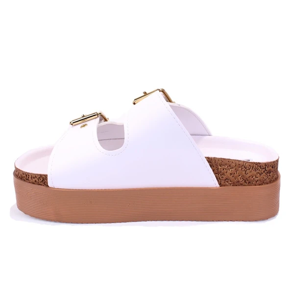 Dagoster DZA07-89023 Beyaz Ortopedik Günlük Spor Kadın Terlik - Resim 3