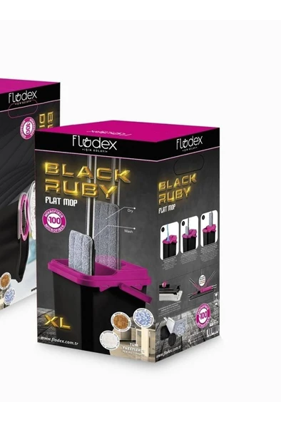 FLODEX Black Ruby Flat Mop Xl Büyük Boy Mikrofiber Temizlik Seti