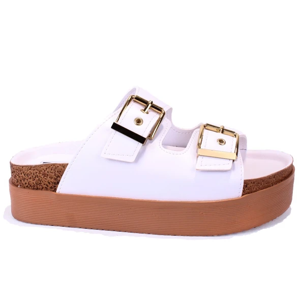 Dagoster DZA07-89023 Beyaz Ortopedik Günlük Spor Kadın Terlik - Resim 2