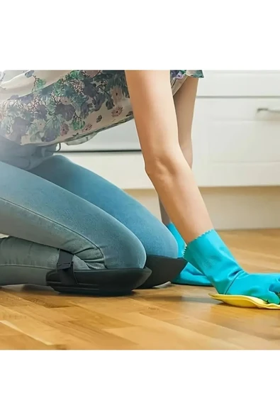 2 Adet Ev, Ofis, İşyeri, Otel, Motel Yer Temizliği İçin Su Geçirmez Kauçuk Dizlik (Siyah)