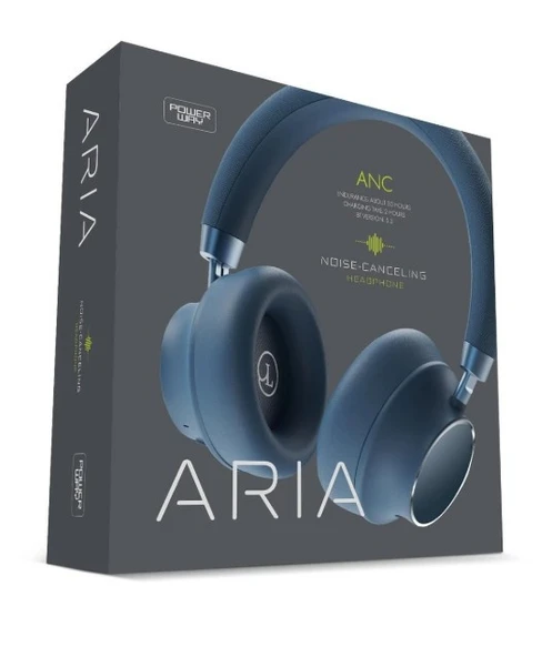 Powerway Aria ANC Mavi Kulak Üstü Bluetooth Kulaklık
