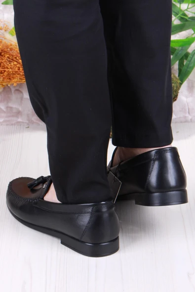 Pierre Cardin 25101 Siyah Hakiki Deri Erkek Babet Loafer Erkek Ayakkabı - Resim 4