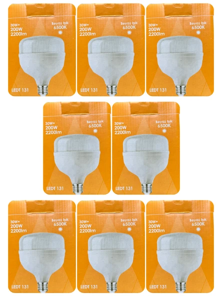 (8 Adet) Osaka 30W (200W) 6500K (Beyaz Işık) E27 Duylu (Kalın Duy) Torch Led Ampul (Yeni Model)